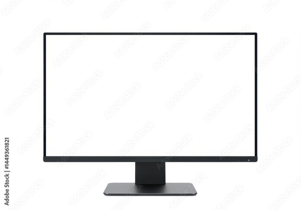 Poster modern black computer monitor isolated white background digital display screen technology device