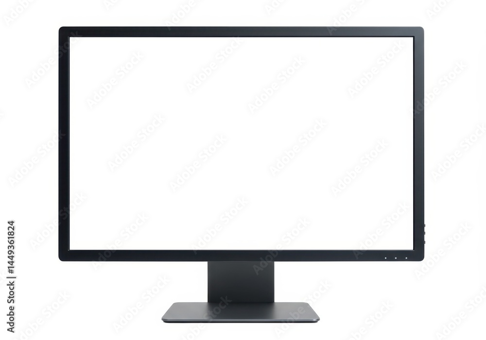 Poster modern black computer monitor isolated white background digital screen display technology device