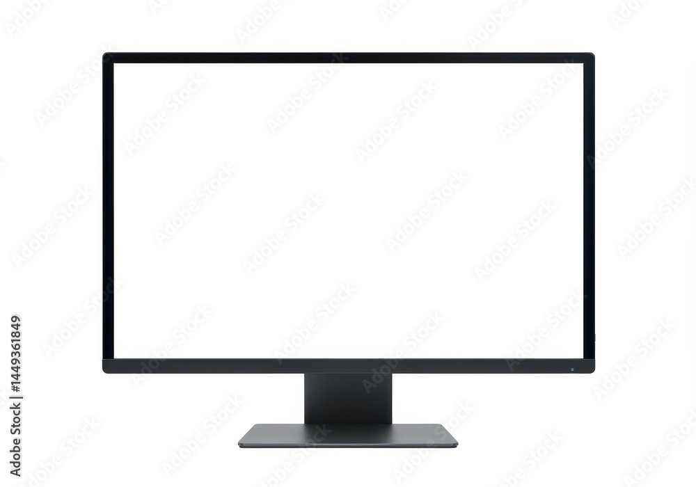 Poster modern sleek black computer monitor screen display digital technology device blank white background