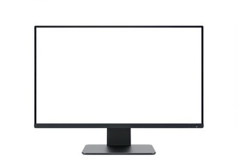 Modern Black Computer Monitor Isolated White Background Digital Display Screen Technology Device
