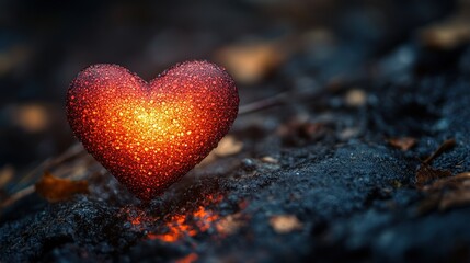 Obraz premium Burning heart floats above scorched earth.