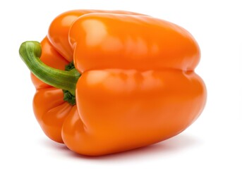 Fresh Orange Bell Pepper Vegetable Isolated White Background food diet farm ripe juicy sweet crisp