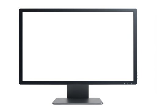 Modern Black Computer Monitor Isolated White Background Digital Screen Display Technology Device