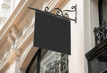 Modern outdoor shop sign with copy space to add company logo