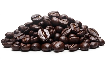 Fototapeta premium Roasted Coffee Beans Pile Close Up Studio Shot
