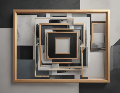 Abstract geometric collage layout featuring image frames and customizable spaces for abstract designs ,  pattern,  circle