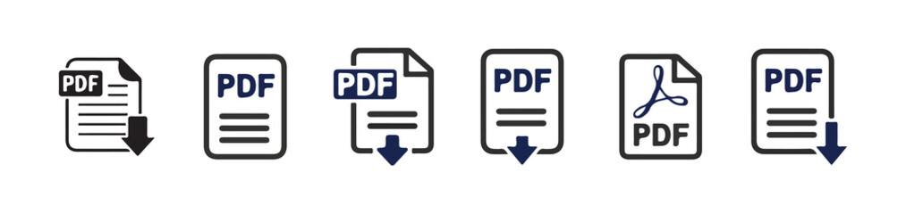 Pdf file download icon. PDF file download symbols. Format for texts, images, vector images, videos, interactive forms. vector illustration eps 10.