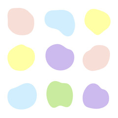 パステルカラーの抽象シェイプセット・柔らかくかわいい水玉風背景素材
