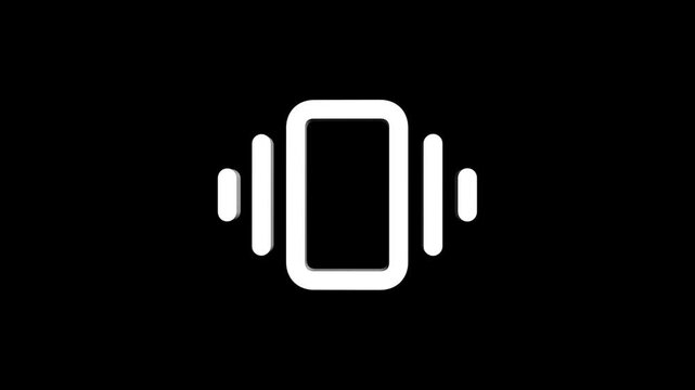 vibrate phone rotating 3d icon 4k animation, call looping with alpha channel. mobile telephone illustration icon rotation on black white background