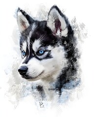 Husky Puppy with Blue Eyes