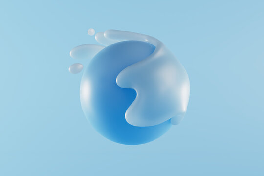 Abstract Fluid Splash in Soft Blue Composition