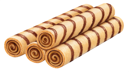 Crispy Chocolate Swirl Wafer Rolls – Gourmet Snack Photography