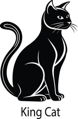 Fototapeta premium A cute black cat silhouette vector illustration of a sitting domestic feline animal