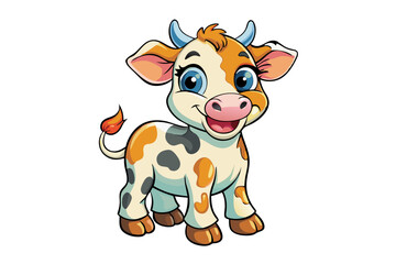 Smiling Baby Cow Cartoon Vector Ideal for Educational Materials and Storybooks