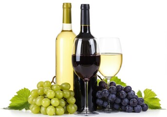 Red Wine White Wine Grapes Glasses Bottle Still Life Photography Image bar food drink fresh juicy