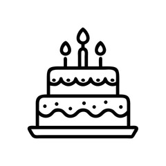 layer cake with candles and flowers on transparent background for web and graphic design