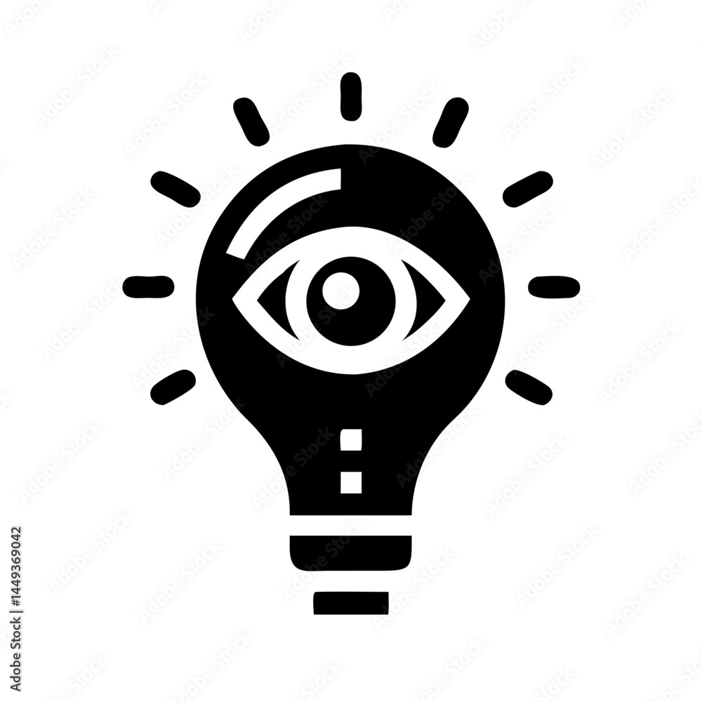Aufkleber lightbulb with eye visionary idea silhouette on transparent background for web and graphic design