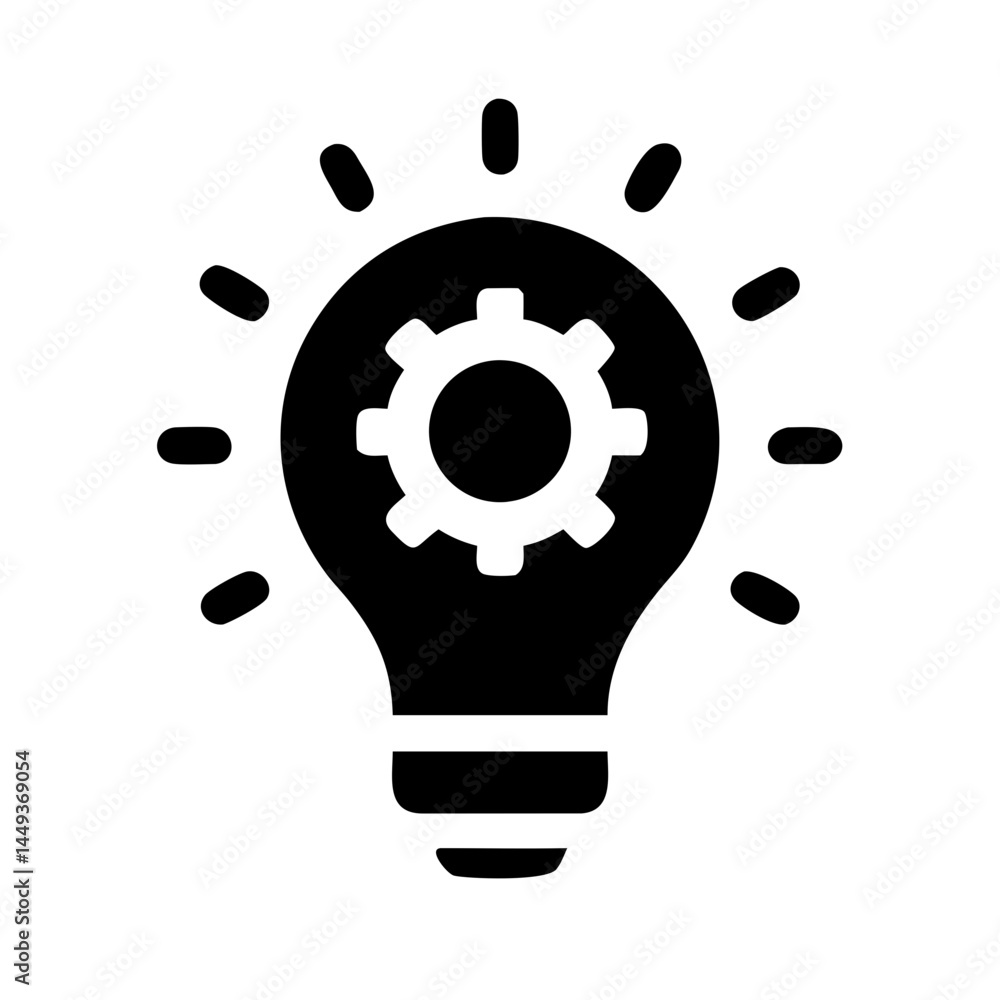 Aufkleber lightbulb with gears innovation silhouette on transparent background for web and graphic design