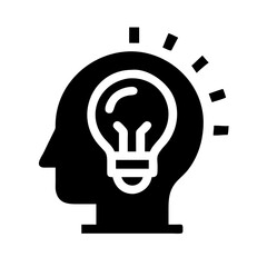 lightbulb with human head creative thinking silhouette on transparent background for web and graphic design