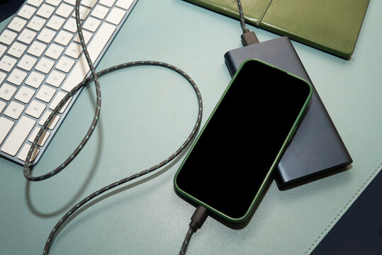 Phone connected to a charger