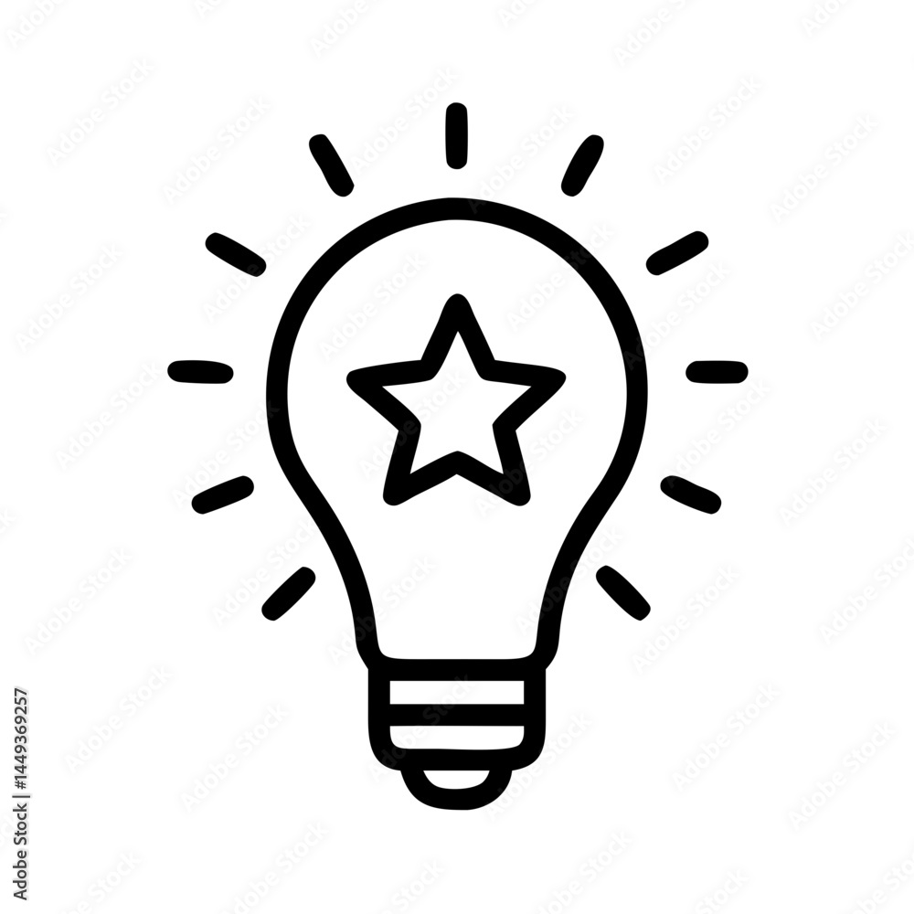 Aufkleber lightbulb with star innovation bright idea on transparent background for web and graphic design