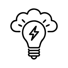 lightbulb with thundercloud stress or intense idea on transparent background for web and graphic design