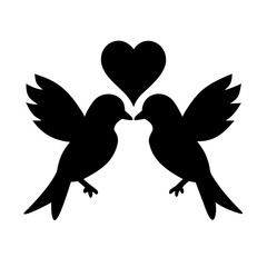 lovebirds silhouette on transparent background for web and graphic design