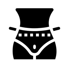 measuring tape around waist silhouette on transparent background for web and graphic design