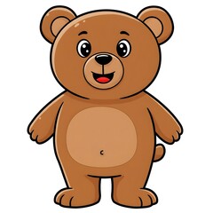 Obraz premium Cartoon Illustration of a cheerful teddy with a cute and friendly smile in an isolated white background. Perfect for kids' decor.