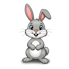 Fototapeta premium Cartoon Illustration of a cheerful rabbit with a cute and friendly smile in an isolated white background. Perfect for kids' decor.