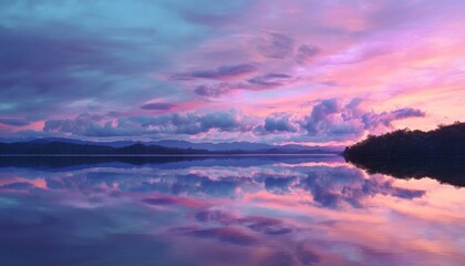 A dreamy pastel sky reflecting on the water