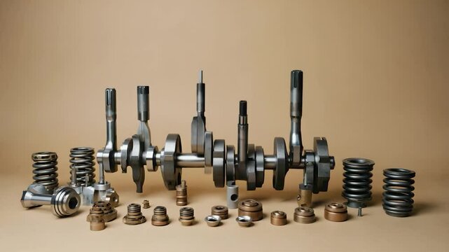 Industrial Engine Components Displayed on Neutral Background for Technical Use