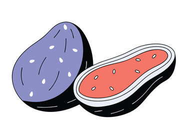 Purple Potato Vector Illustration Isolated on White Background

