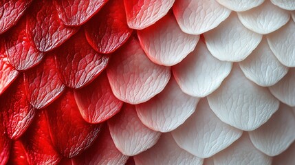 Red and white overlapping scales pattern, texture background, creating design