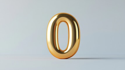 Golden Number Zero: A 3D Render of a Shiny Gold Digit
