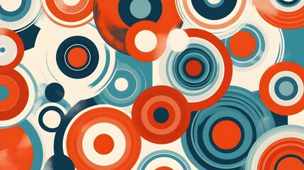 Abstract Red and Teal Circle Pattern Background