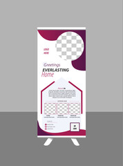 Simple colorful clean elegant corporate professional business real estate homes construction rollup banner design ...