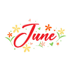 Hello June vector. June with summer vibes vector.