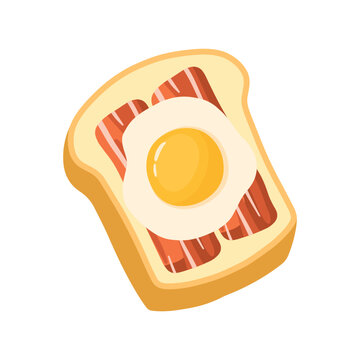 recommend clip art: Fried bacon and egg toast food cartoon vector illustration