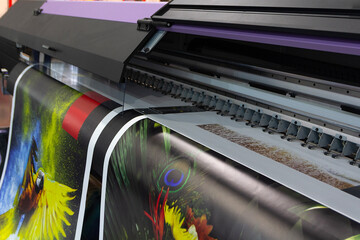 Large format printing machine in operation