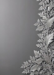Luxurious silver leaf lace border, intricate details, shimmering backdrop  ,  silver, border, leaves