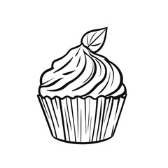 Cupcake with Swirled Frosting and Leaf Decoration  
