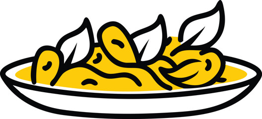 Thai Basil Vegetable Vector Illustration Isolated on White Background