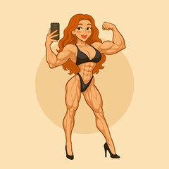 Female Bodybuilder Taking a Selfie