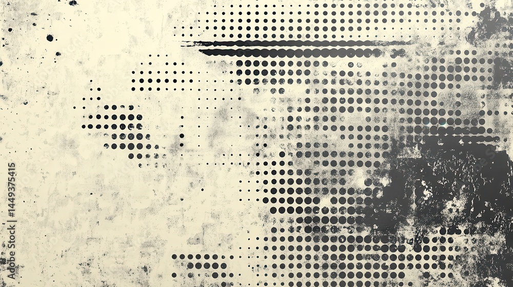Poster abstract textured background with halftone dots and distressed effects
