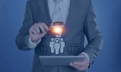 An image with concept of talent acquisition. An innovative concept of talent assessment with person...