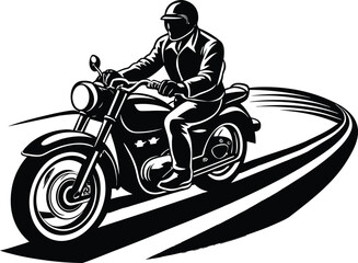 motorcycle speeding down a highway with a rider in classic gear