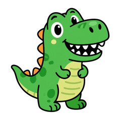 Adorable Cartoon Dinosaur Illustration  A Cute Green Dino Character Design