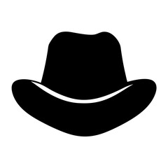 Stylish Silhouette of a Classic Cowboy Hat on a Plain White Background