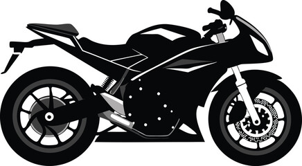 Obraz premium A red and black sport motorbike, a fast cycle transport with chrome wheels, isolated as a vector illustration